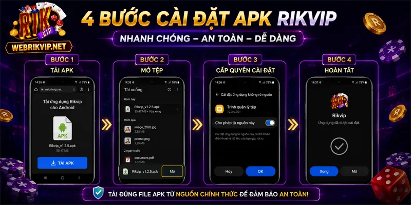 Tải Rikvip – Cài App Rik Vip Trên Android, iOS Và Máy Tính Các bước cài đặt RIKVIP về điện thoại Android