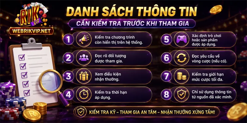Các thông tin cần kiểm tra ưu đãi còn hiệu lực trước khi tham gia