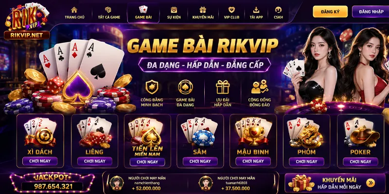 Trang Chủ Game bài RIKVIP với kho trò chơi đa dạng, nhiều game dân gian