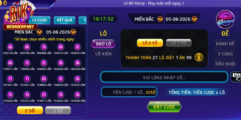 Giới thiệu sảnh lô đề RIKVIP với giao diện rõ ràng