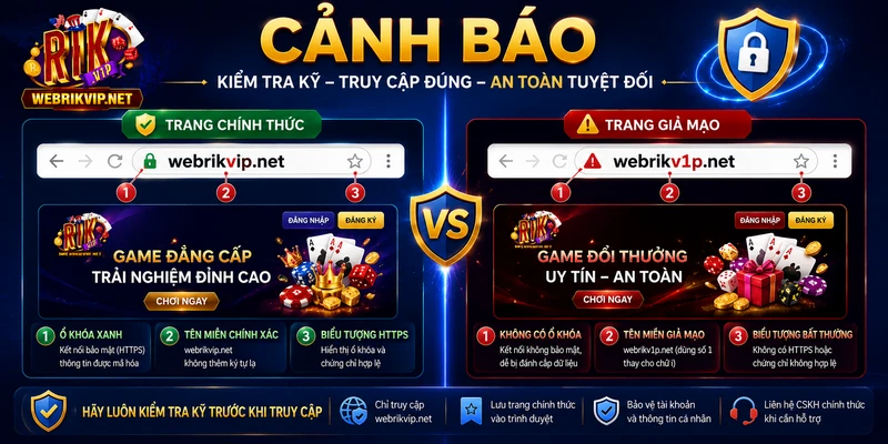 Trang Chủ Quan sát địa chỉ hiển thị trên trình duyệt để xác định trang web RIKVIP chính thức
