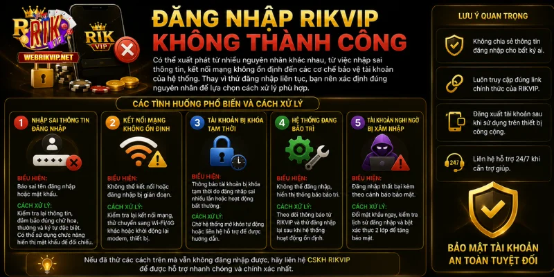 Đăng Nhập RIKVIP - Link Login Và Cách Xử Lý Lỗi Mới 2026 Tổng hợp các lỗi thường gặp khi đăng nhập RIKVIP