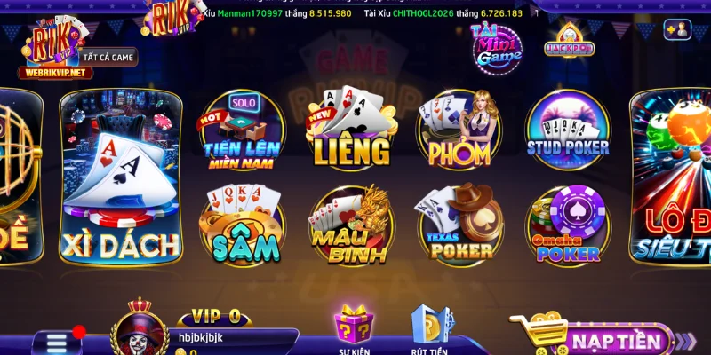 Game Bài Rikvip – Danh Sách Trò Chơi Và Luật Cơ Bản 2026 Tổng hợp các trò chơi tại sảnh game bài RIKVIP